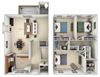 Woodlawn TH Fairfax Square 3 bedroom 2andhalf bath furnished floor plan apartment in Fairfax VA